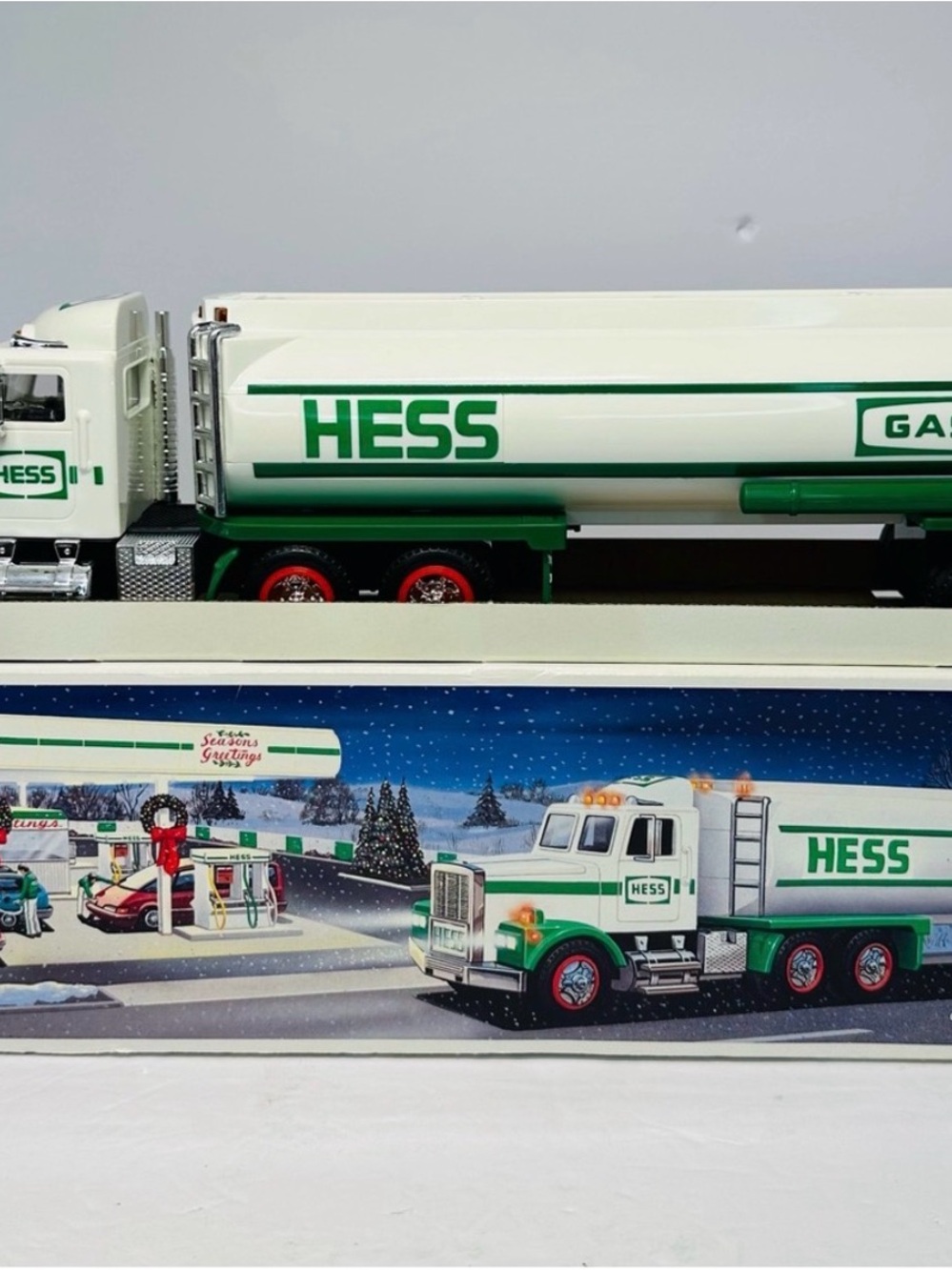 HESS Green & White Tanker Truck Toy - Collectible Kids Vehicle